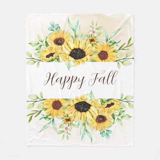 Fall Sonnenblumen Rahmen mit anpassbarem Text Fleecedecke (Vorderseite)
