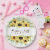 Fall Sonnenblumen Rahmen mit anpassbarem Text Pappteller (Party)