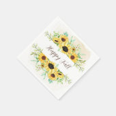 Fall Sonnenblumen Rahmen mit anpassbarem Text Serviette (Ecke)