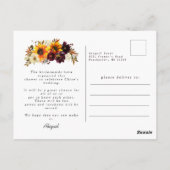 Fall Sonnenblumen Rose Brautdusche Einladung Postkarte (Rückseite)