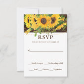 Fall Sonnenblumen String Lights Rustic Wood Weddin RSVP Karte (Vorderseite)