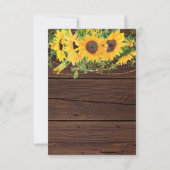 Fall Sonnenblumen String Lights Rustic Wood Weddin RSVP Karte (Rückseite)