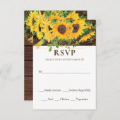 Fall Sonnenblumen String Lights Rustic Wood Weddin RSVP Karte (Vorne/Hinten)