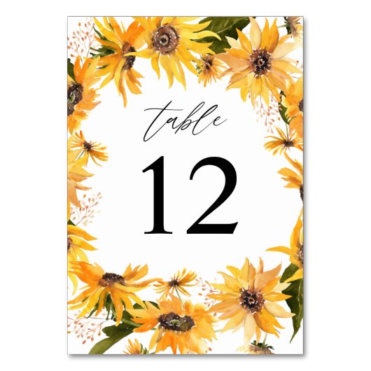 Fall Sonnenblumen Tischnummer (Vorderseite)