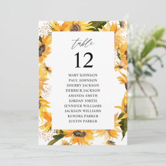 Fall Sonnenblumen Tischnummer Sitzplan (Stehend Vorderseite)