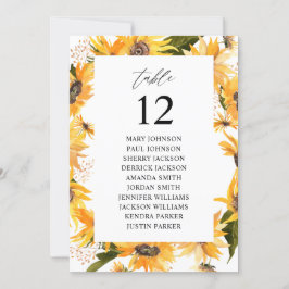 Fall Sonnenblumen Tischnummer Sitzplan