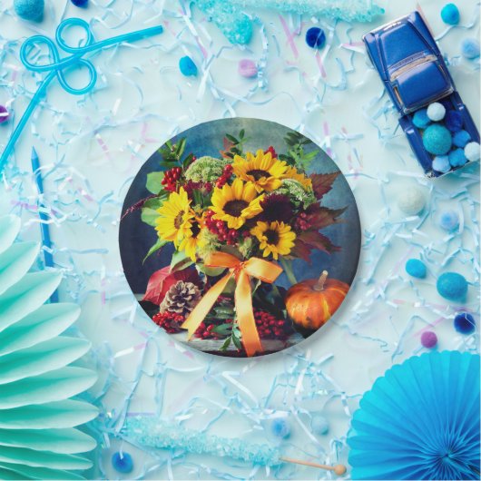 Fall Sonnenblumen und Bow, 7" Rundpapier-Platte Pappteller (Party)