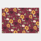 Fall Sonnenblumen und Burgunder Rose Brautparty Geschenkpapier Set (Vorderseite 3)