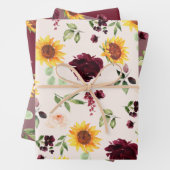 Fall Sonnenblumen und Burgunder Rose Brautparty Geschenkpapier Set (Beispiel)