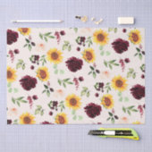 Fall Sonnenblumen und Burgunder Rose Brautparty Seidenpapier (Handwerk)