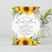 Fall Sonnenblumen und Grüntöne | Elegantes Brautpa Einladung (Stehend Vorderseite)