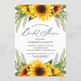 Fall Sonnenblumen und Grüntöne | Elegantes Brautpa Einladung