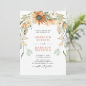 Fall Sonnenblumen Wreath QR Code UAWG Herbsthochze Einladung (Stehend Vorderseite)