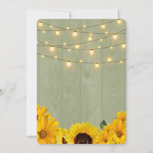 Fall Sonnenblumen zacken Holz Lichter unsere Hochz Einladung (Rückseite)