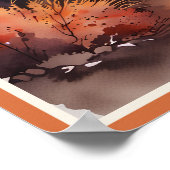 Fall Sonnenuntergang auf der Imitat-Mat Poster (Ecke)