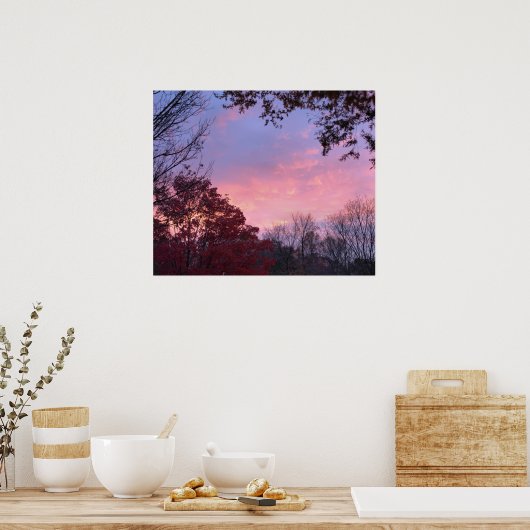 Fall Sonnenuntergang über Bäumen schön Poster (Küche)