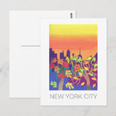 Fall-Sonnenuntergang über NYC Postkarte (Vorne/Hinten)
