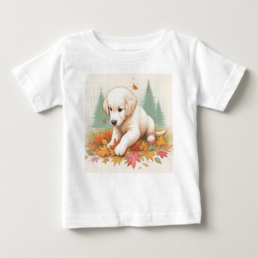 Fall Spaß mit einem Golden Retriever Puppy Baby T-shirt (Vorderseite)