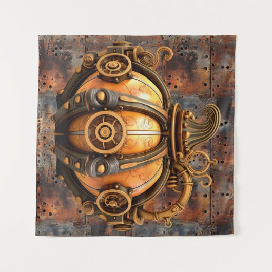 Fall Steampunk Pumpkin Tapestry Wandteppich (Vorderseite (Horizontal))