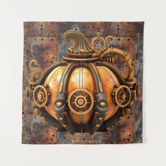 Fall Steampunk Pumpkin Tapestry Wandteppich (Vorderseite)