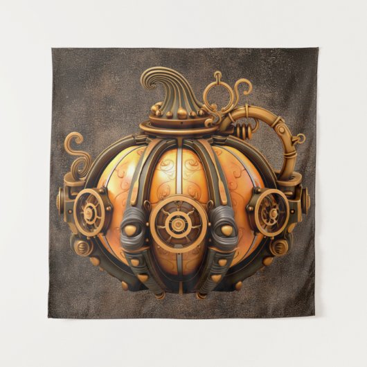 Fall Steampunk Pumpkin Tapestry Wandteppich (Vorderseite)