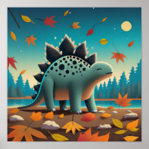 Fall Stegosaurus mit Blätter: Niedliche Wall Art