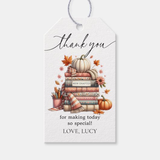 Fall Storybook New Chapter Book Themed Gastgeschen Geschenkanhänger (Vorderseite)