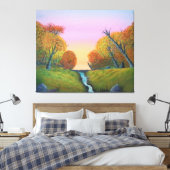 Fall Stream mit Bäumen aus Korea Leinwanddruck (Insitu (Schlafzimmer))