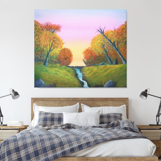 Fall Stream mit Bäumen aus Korea Leinwanddruck (Insitu (Schlafzimmer))