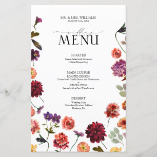 Fall Summer Garden Burnt Orange Wedding Menü