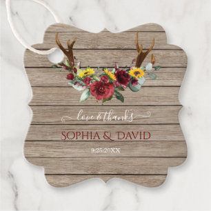 Fall Sunblumen Antlers Barn Wood Wedding Geschenkanhänger