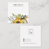 FALL SUNFLOWER AUTUMN HOLZ STUD EARRING DISPLAY QUADRATISCHE VISITENKARTE (Vorne/Hinten)