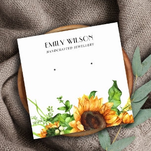 FALL SUNFLOWER AUTUMN STUD EARRING DISPLAD QUADRATISCHE VISITENKARTE