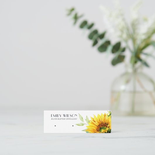 FALL SUNFLOWER AUTUMN STUD EARRING DISPLAY CARD MINI VISITENKARTE (Stehend Vorderseite)