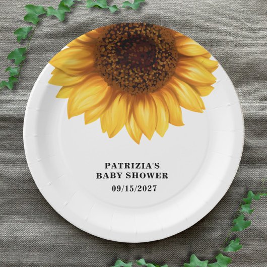 Fall Sunflower Baby Dusche Pappteller