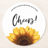 Fall Sunflower Baby Dusche Runder Pappuntersetzer (Vorderseite)