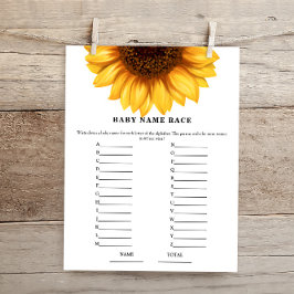 Fall Sunflower Baby Name Race Baby Showspiel
