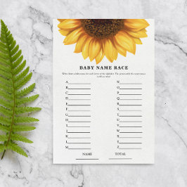 Fall Sunflower Baby Name Race Baby Showspiel