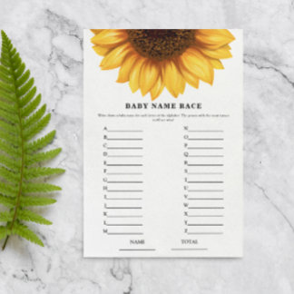 Fall Sunflower Baby Name Race Baby Showspiel