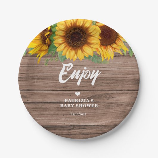 Fall Sunflower | Babydusche Pappteller (Vorderseite)