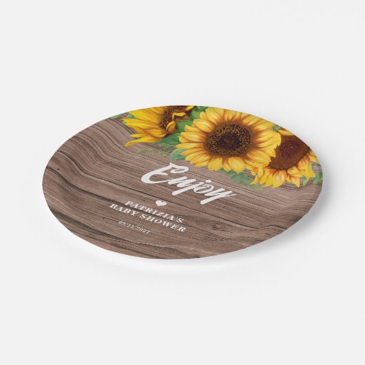 Fall Sunflower | Babydusche Pappteller (Schrägansicht)