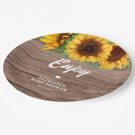 Fall Sunflower | Babyduschpapier Pappteller (Schrägansicht)