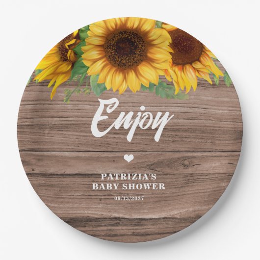 Fall Sunflower | Babyduschpapier Pappteller (Vorderseite)