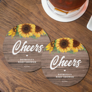 Fall Sunflower   Babyduschpapier Runder Pappuntersetzer