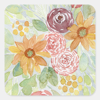 Fall Sunflower Bouquet Quadratischer Aufkleber