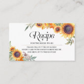 Fall Sunflower Brautparty Rezept Packungskarte Begleitkarte (Vorderseite)