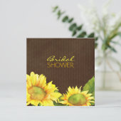 Fall Sunflower Brown Brautparty Einladung (Stehend Vorderseite)