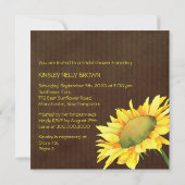 Fall Sunflower Brown Brautparty Einladung (Rückseite)