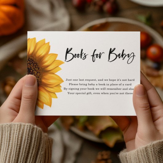 Fall Sunflower | Bücher für Baby | Babydusche Begleitkarte
