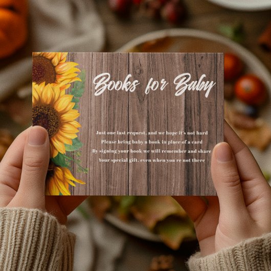 Fall Sunflower | Bücher für Baby | Babydusche Begleitkarte
